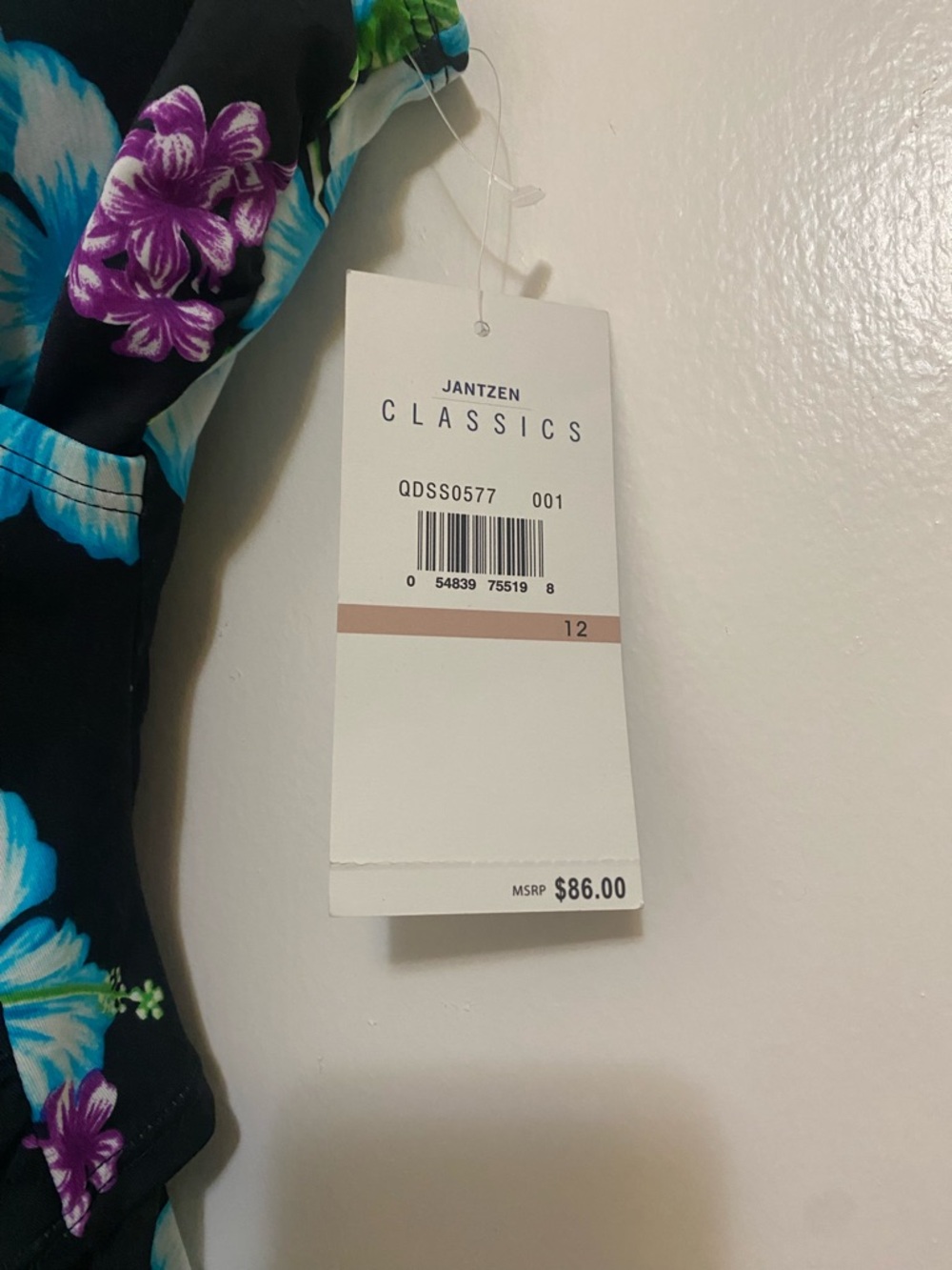 Jantzen Black One-Piece Swimsuit with Blue & Purple Floral Print - Picture 2 of 5